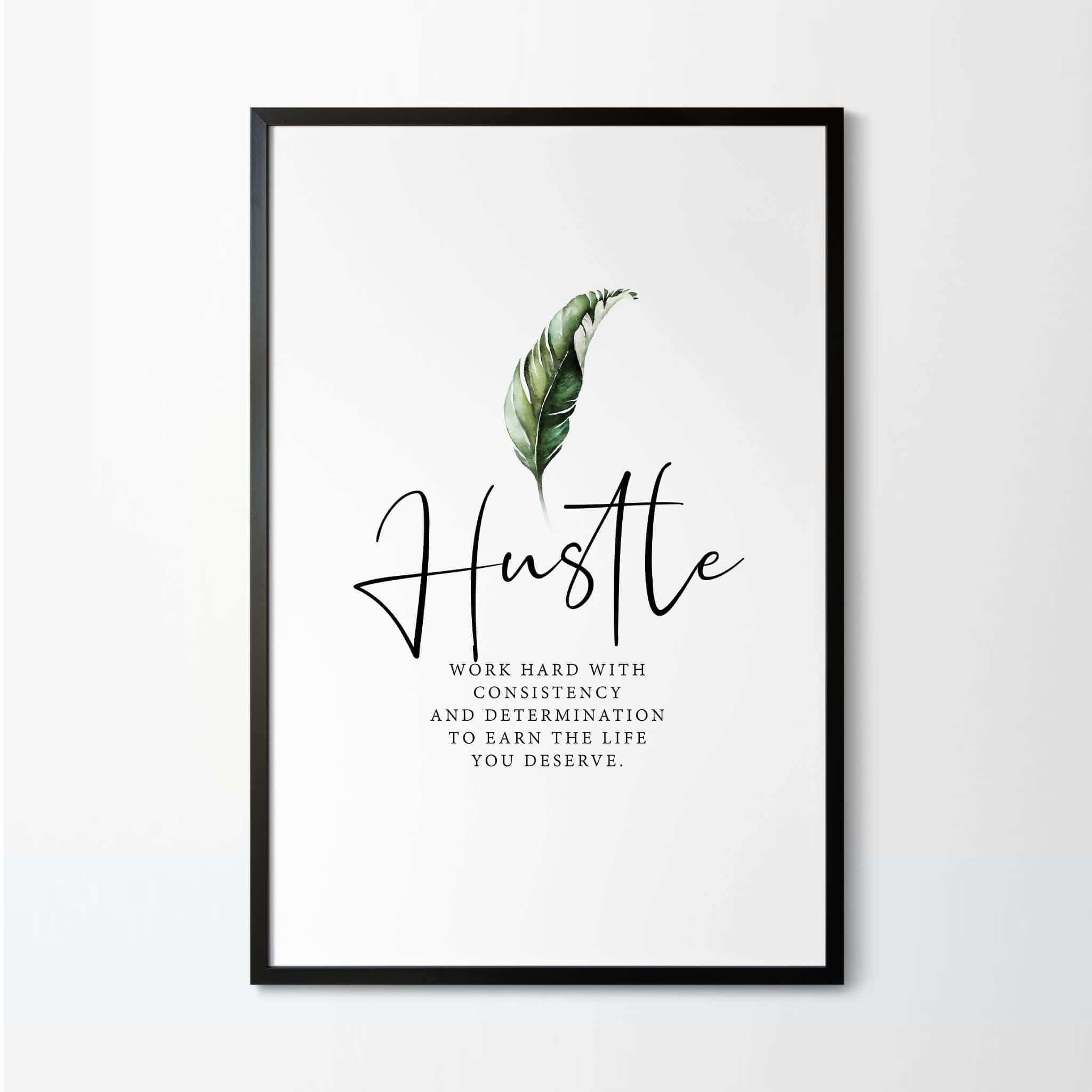 'Hustle' Word Definition Artwork | Single, Inspiration Wall Art, A4 at XILEF Art